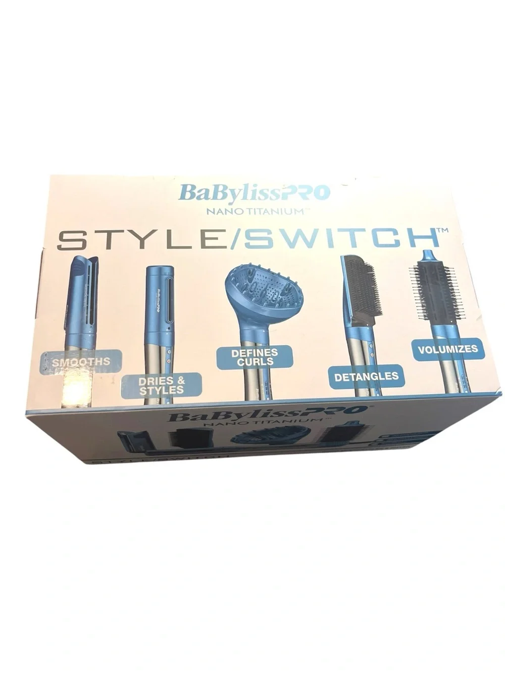NIB BaBylissPRO Style/Switch Nano Titanium Hair Styler in Teal & Silver